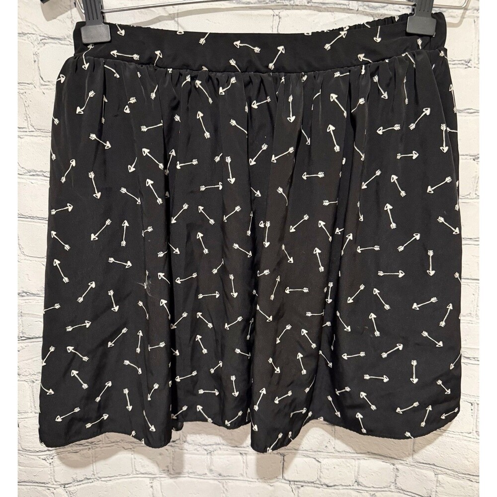 LC Lauren Conrad Black White Arrow Print A-Line Flare Lined Skirt - Size Small